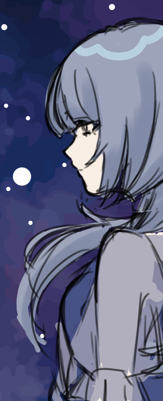 藍漂れいねの横顔のイラスト