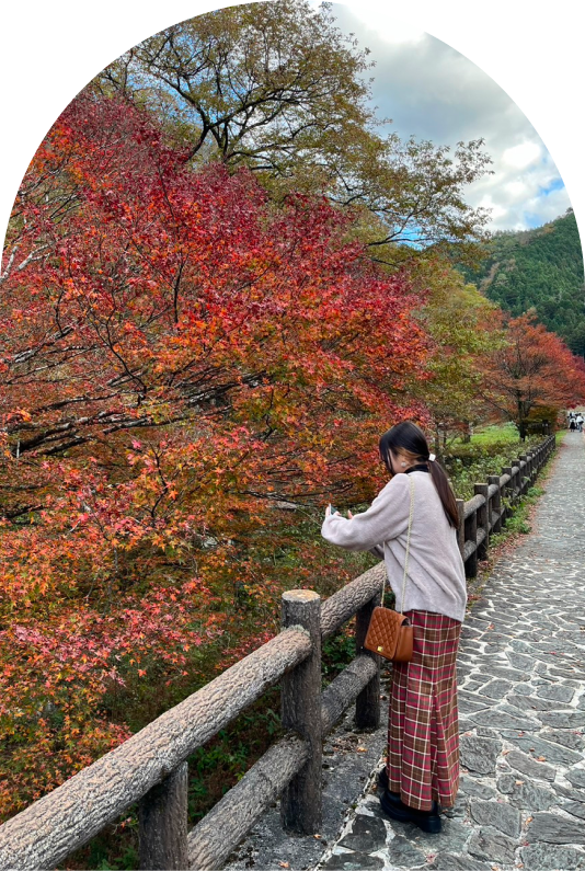 紅葉の写真を撮る平井の写真